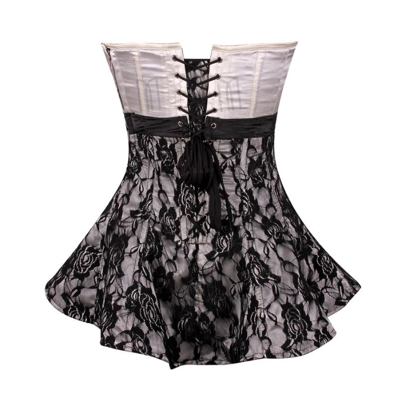 Overbust Corset Dress with Lace Overlay and Rhinestone Buckle Belt image 9
