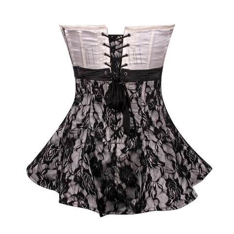 Overbust Corset Dress with Lace Overlay and Rhinestone Buckle Belt image 9