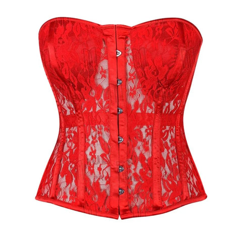 Sheer Lace Overbust Corset with Satin Fabric for a Refined Silhouette image 1