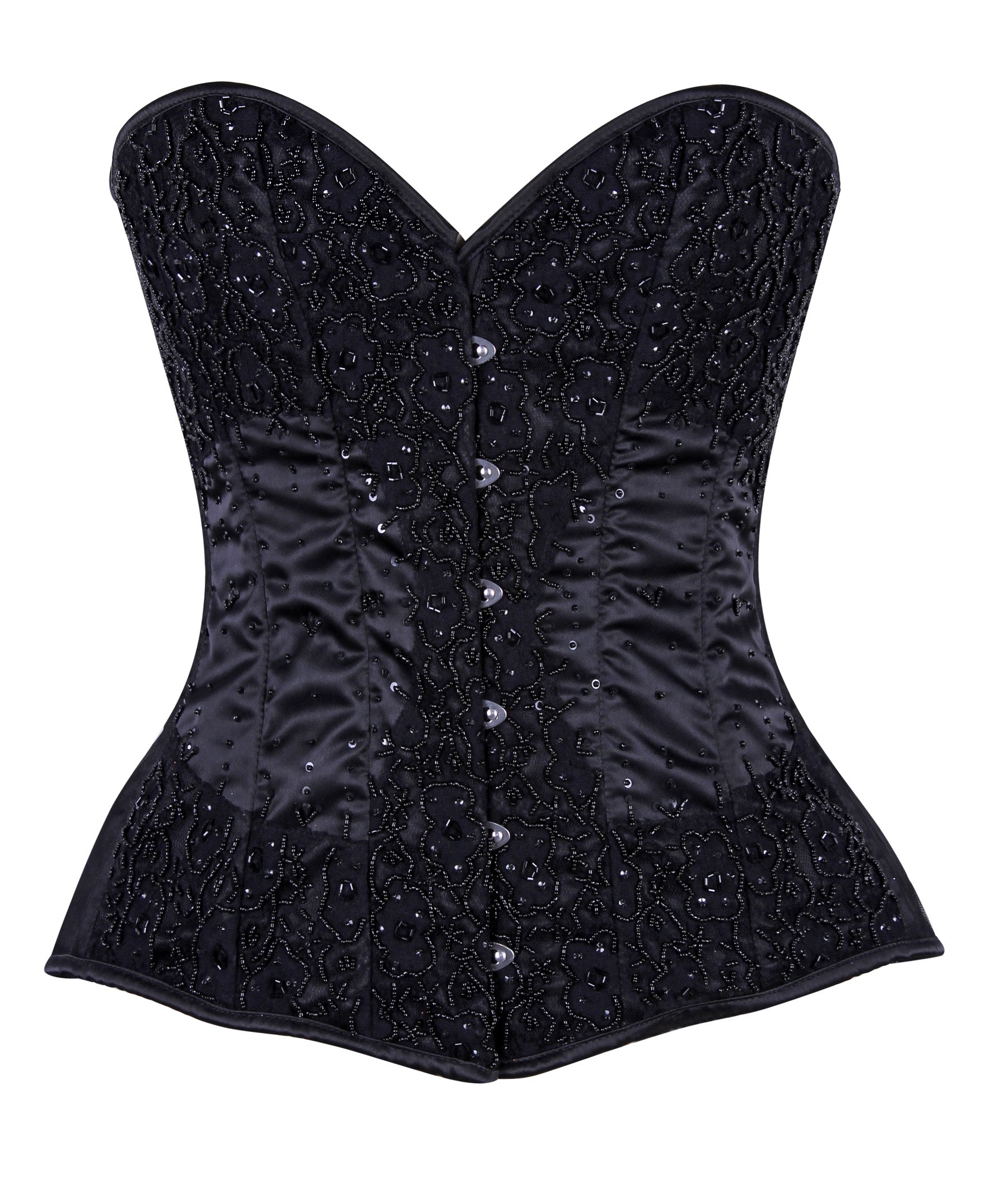 Overbust Bridal Satin Corset with Embroidered Lace – Wedding Corset for Timeless Elegance