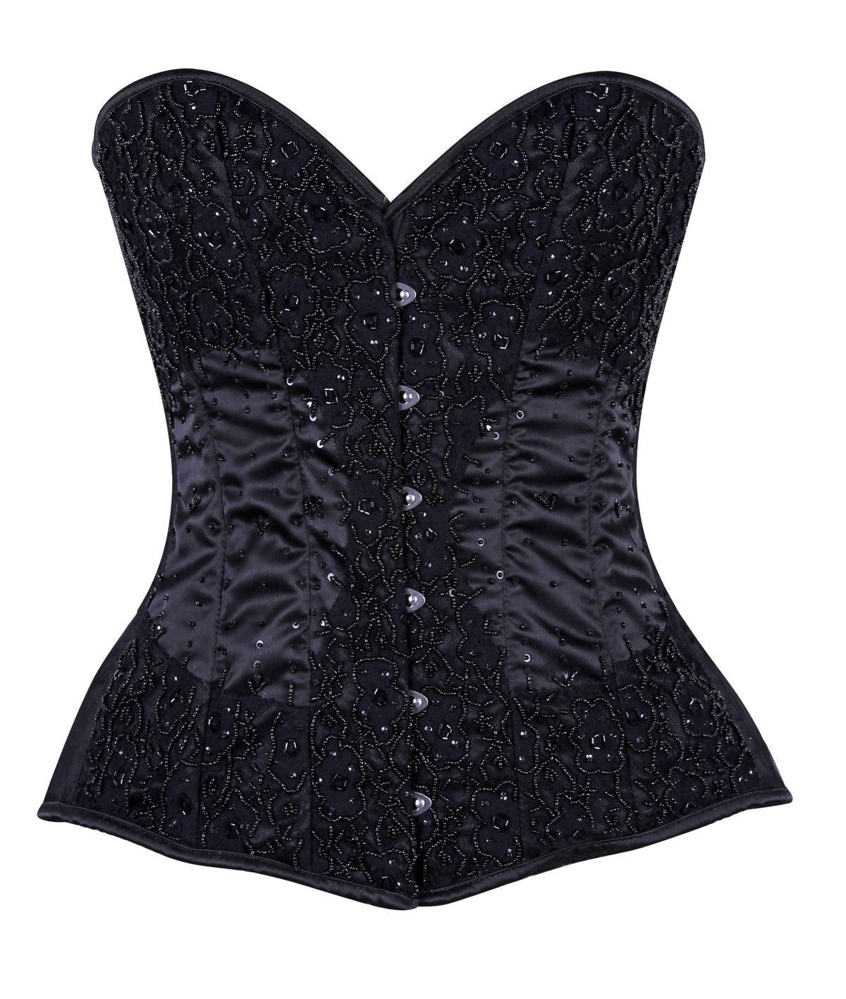 Overbust Bridal Satin Corset with Embroidered Lace – Wedding Corset for Timeless Elegance