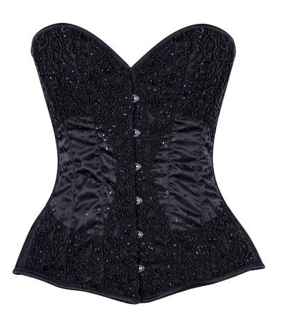 Overbust Bridal Satin Corset with Embroidered Lace – Wedding Corset for Timeless Elegance