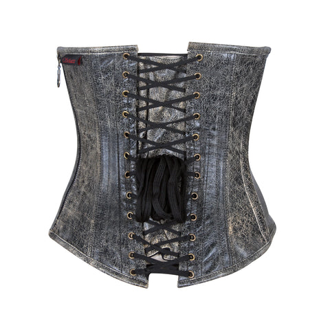 Genuine Leather Underbust Corset with Buckle Straps for a Bold Look – Waist Shaping Leather Corset