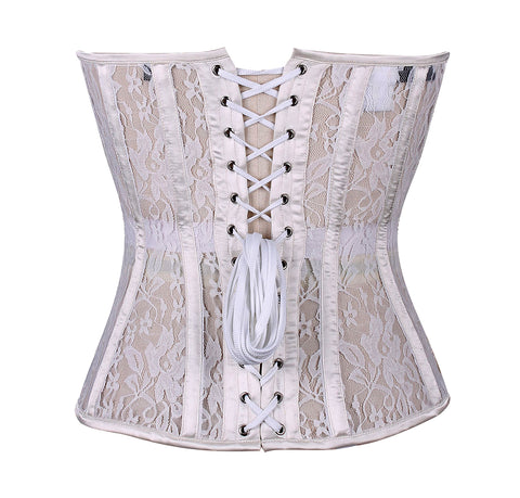 Sheer Lace Overbust Corset with Satin Fabric for a Refined Silhouette – Waist Shaping Corset