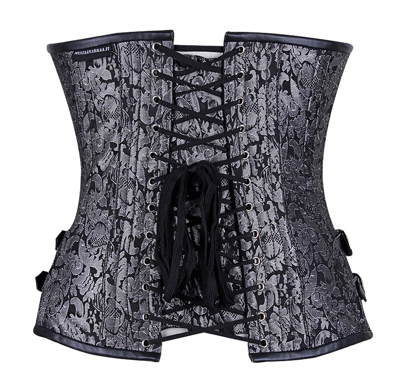 Heavy-Boned Overbust Curvy Corset in High-Quality Faux Leather with Bronze Hardware – Waist Shaping Corset