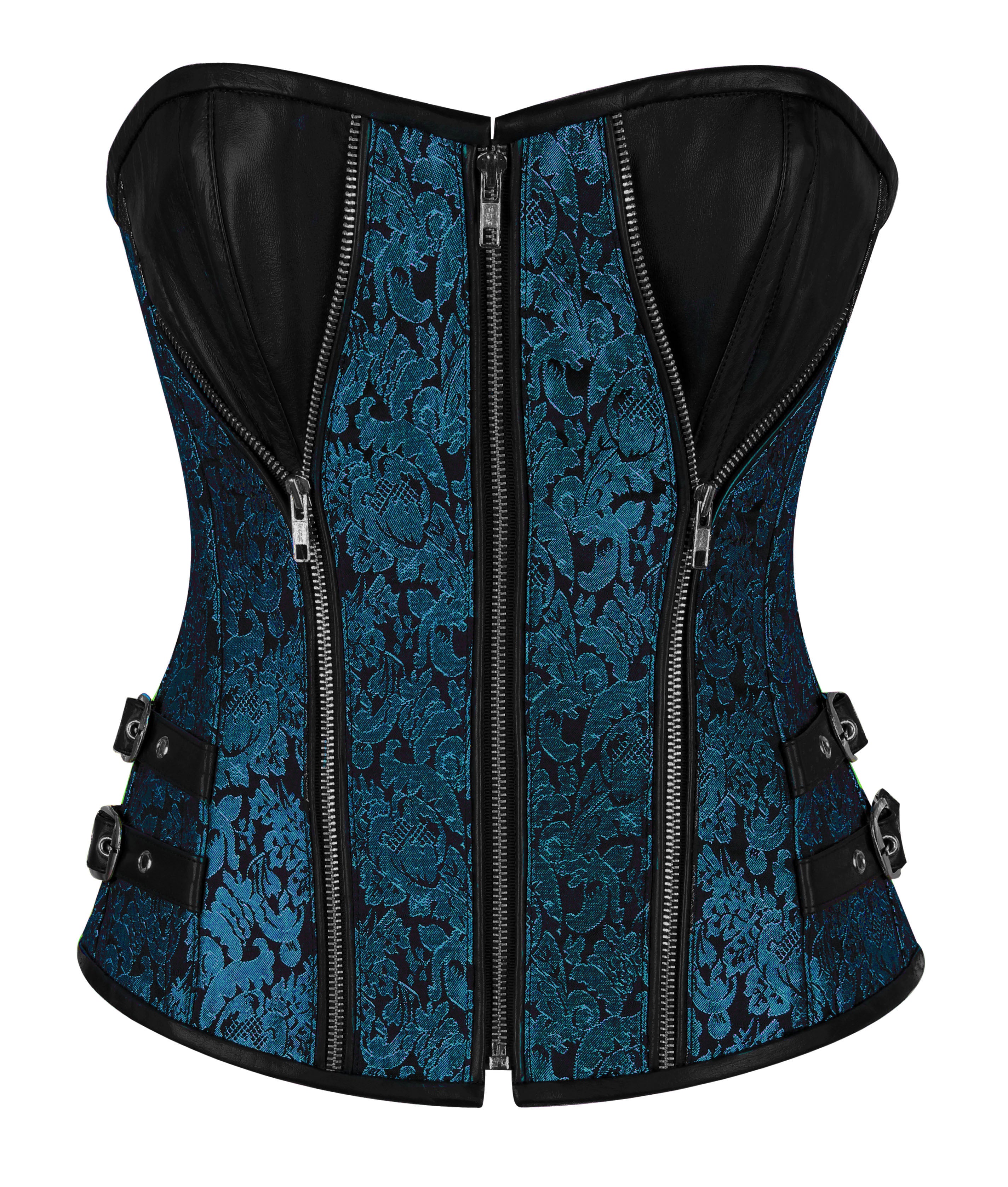 Heavy-Boned Overbust Curvy Corset in High-Quality Faux Leather with Bronze Hardware – Waist Shaping Corset