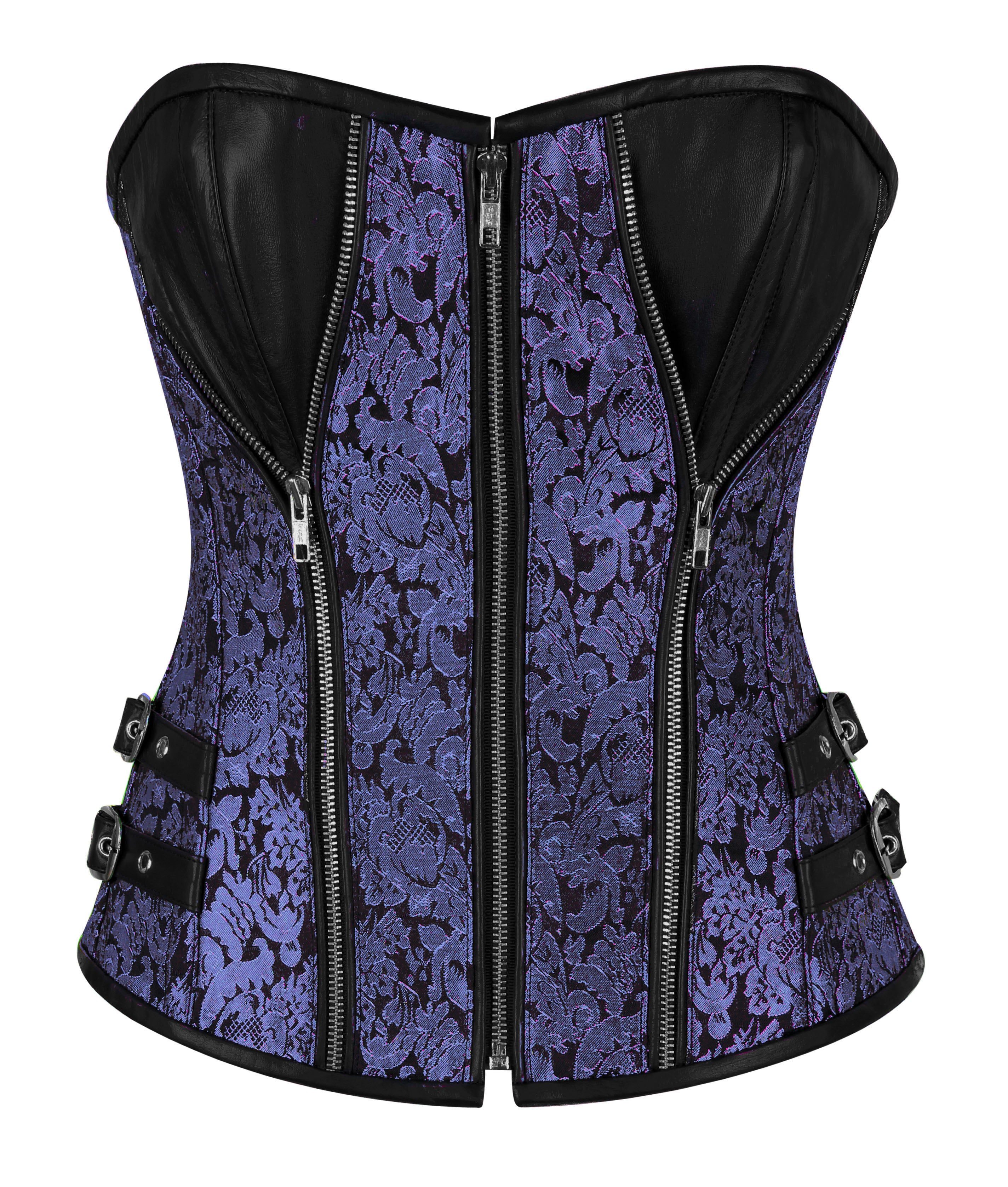 Heavy-Boned Overbust Curvy Corset in High-Quality Faux Leather with Bronze Hardware – Waist Shaping Corset