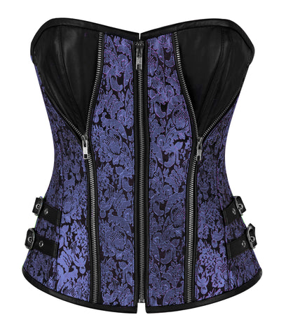 Heavy-Boned Overbust Curvy Corset in High-Quality Faux Leather with Bronze Hardware – Waist Shaping Corset