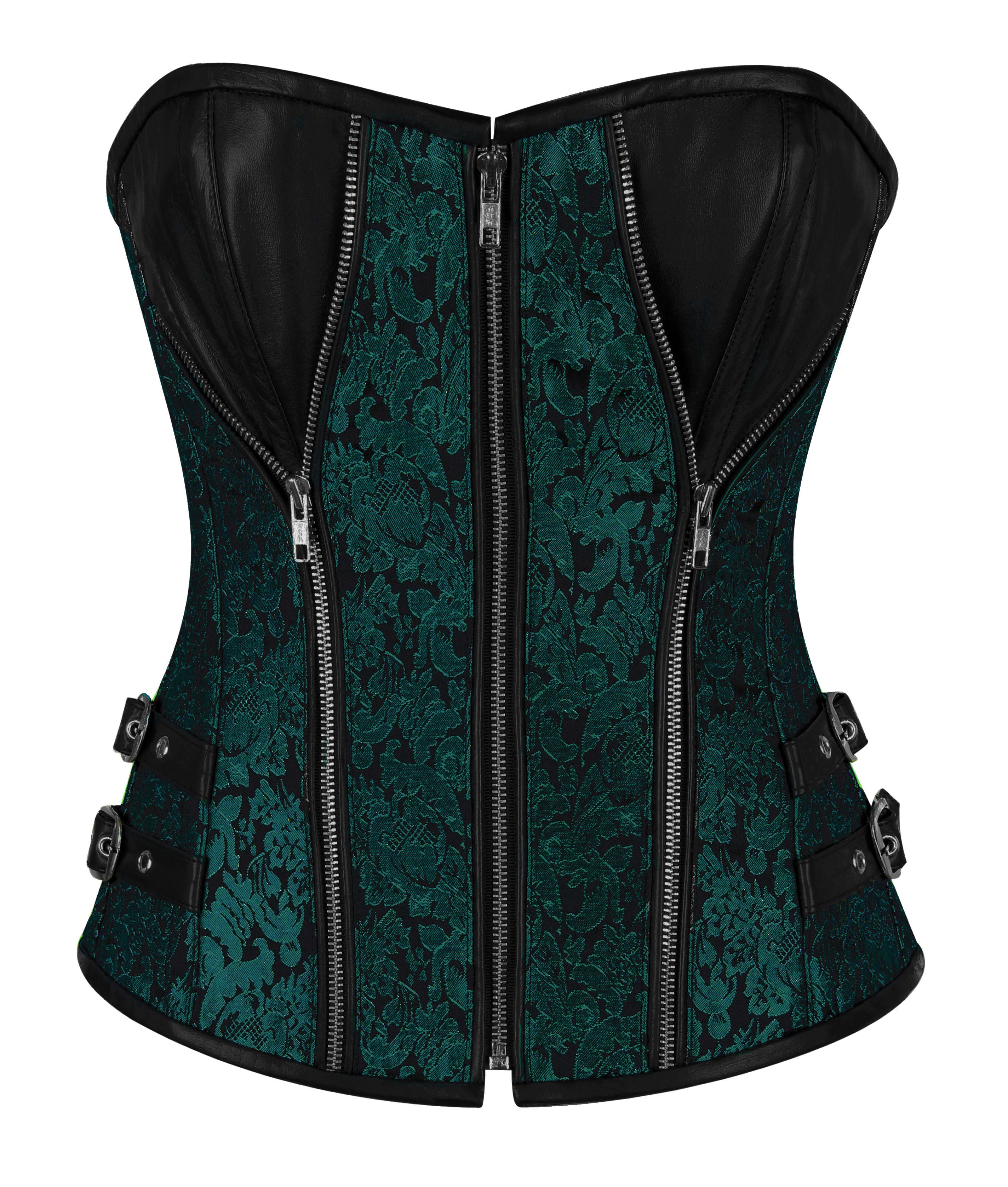 Heavy-Boned Overbust Curvy Corset in High-Quality Faux Leather with Bronze Hardware – Waist Shaping Corset