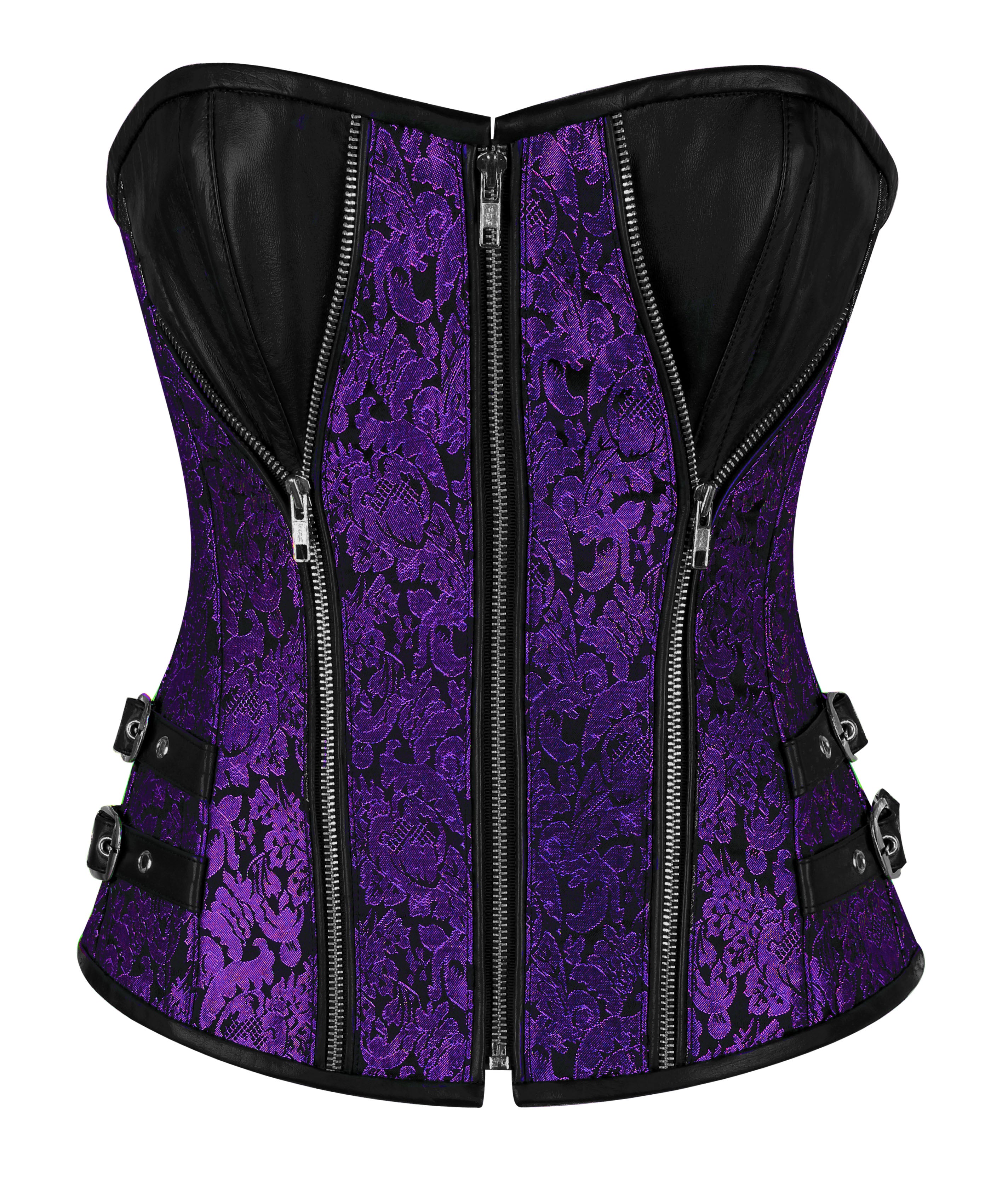 Heavy-Boned Overbust Curvy Corset in High-Quality Faux Leather with Bronze Hardware – Waist Shaping Corset