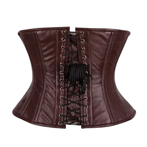 Genuine Leather Curvy Underbust Corset in Rub Off Brown for a Sculpted Silhouette image 2