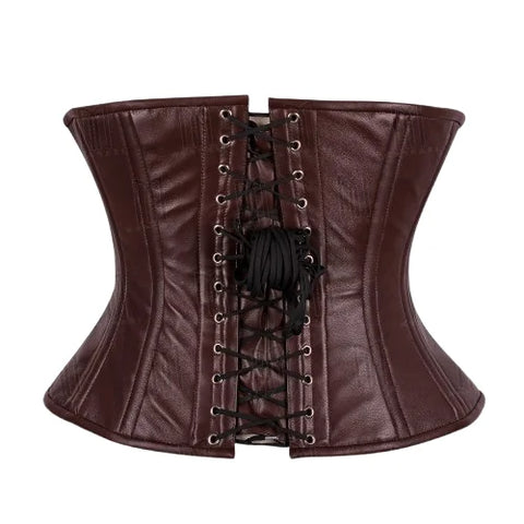 Genuine Leather Curvy Underbust Corset in Rub Off Brown for a Sculpted Silhouette image 2