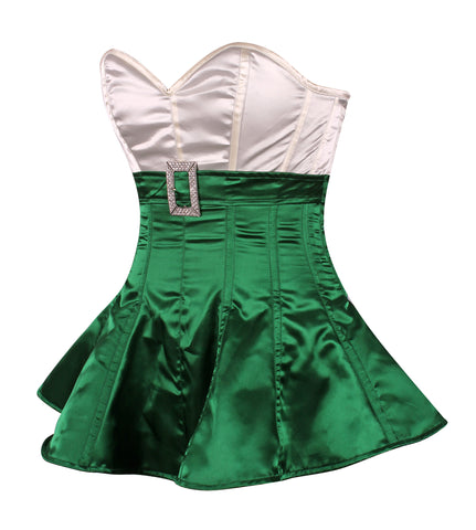 Glamorous Satin Overbust Corset Dress with Rhinestone Buckle Belt for a Stunning Silhouette