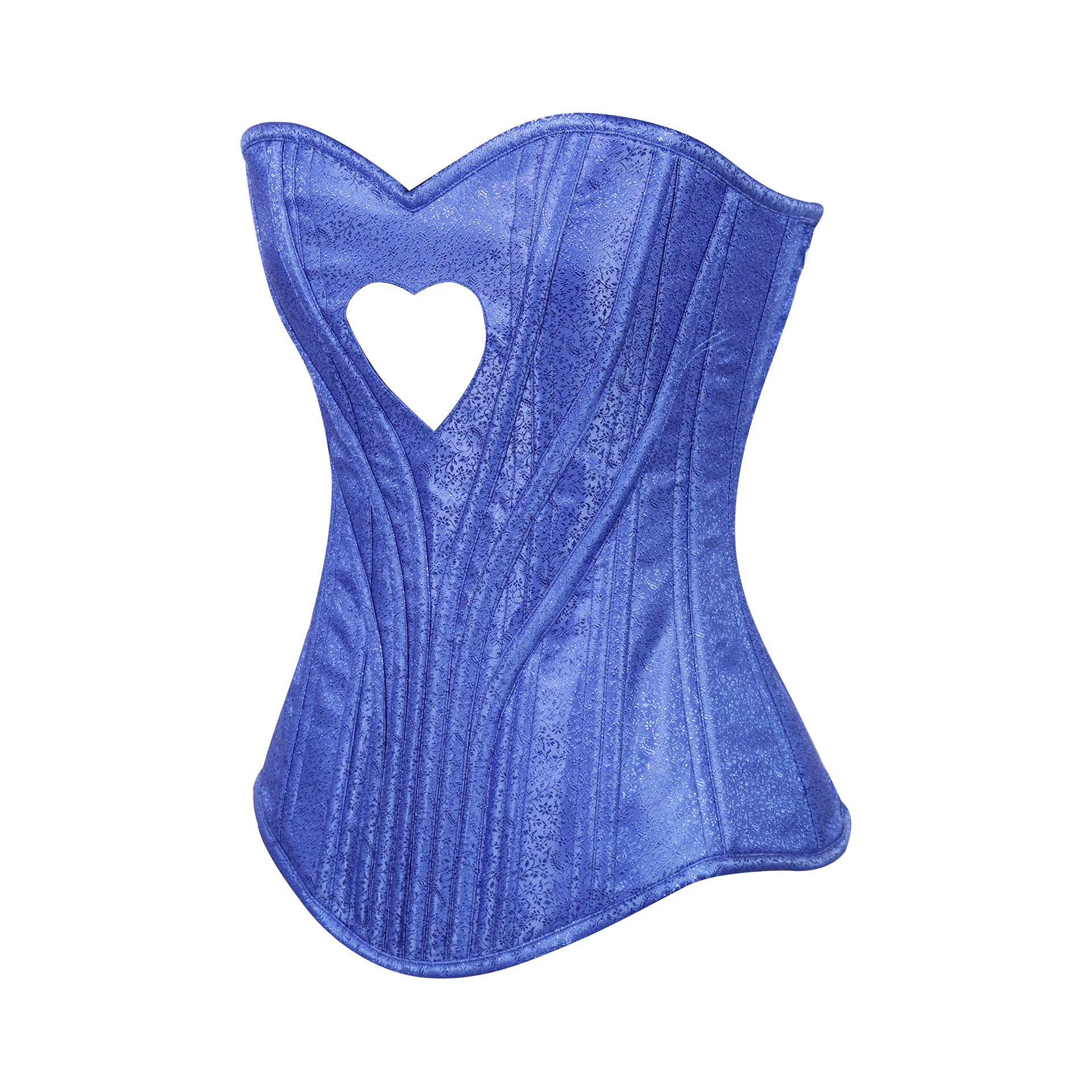 Heart Shape Brocade Overbust Corset with Spiral Steel Boning and Silver Zipper – Waist Shaping Corset