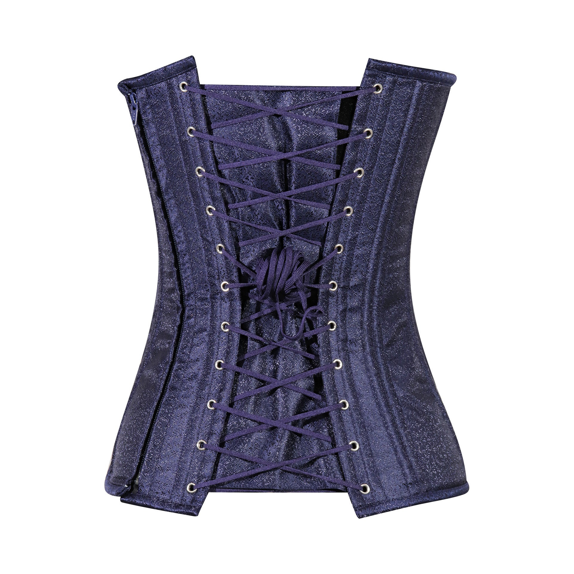 Heart Shape Brocade Overbust Corset with Spiral Steel Boning and Silver Zipper – Waist Shaping Corset