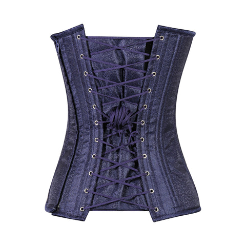 Heart Shape Brocade Overbust Corset with Spiral Steel Boning and Silver Zipper – Waist Shaping Corset