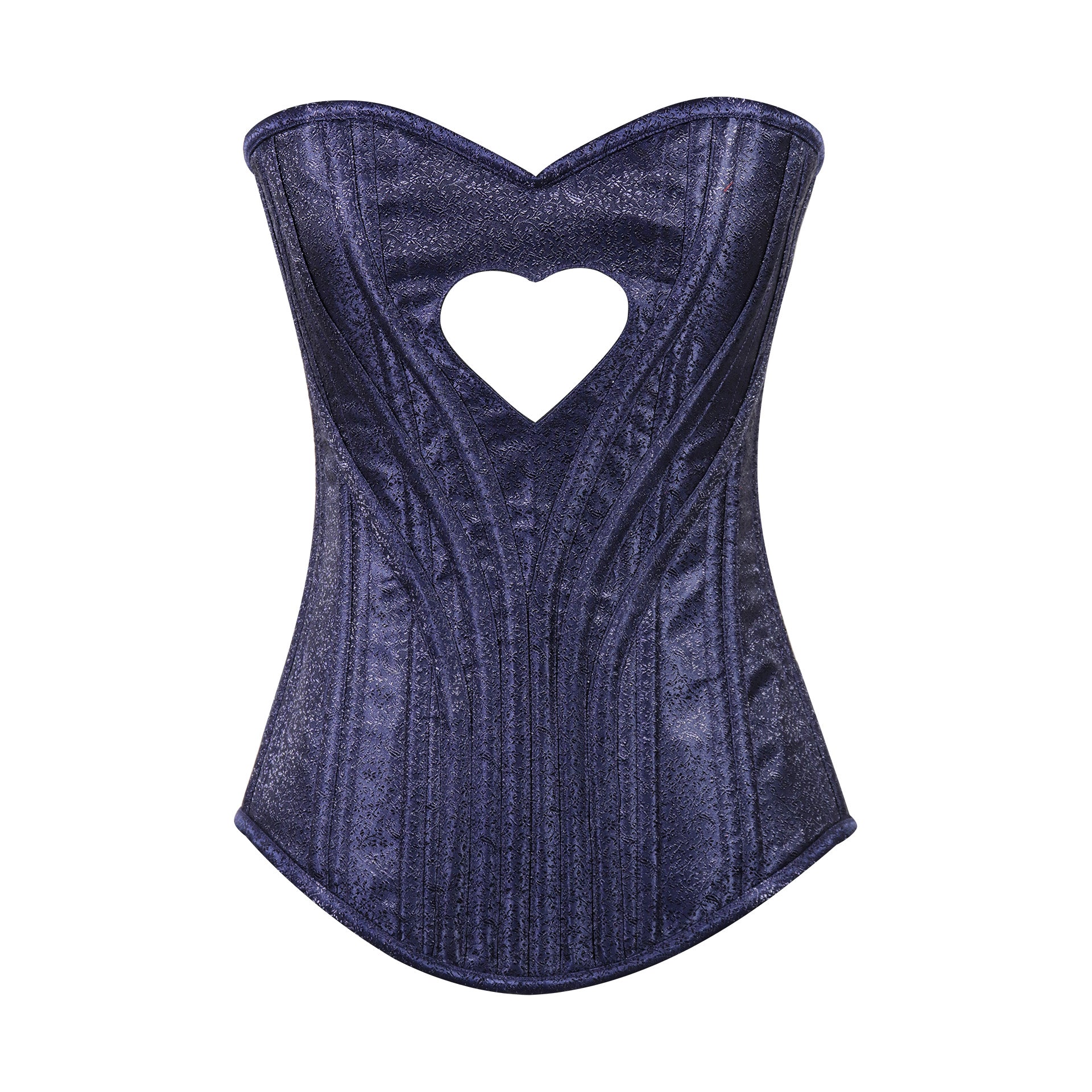 Heart Shape Brocade Overbust Corset with Spiral Steel Boning and Silver Zipper – Waist Shaping Corset