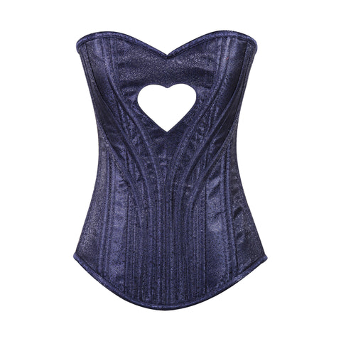 Heart Shape Brocade Overbust Corset with Spiral Steel Boning and Silver Zipper – Waist Shaping Corset