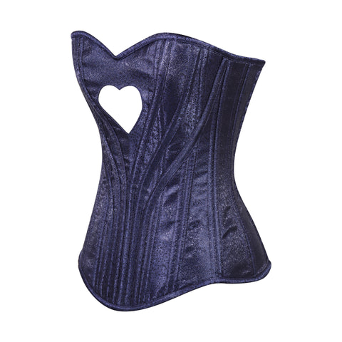 Heart Shape Brocade Overbust Corset with Spiral Steel Boning and Silver Zipper – Waist Shaping Corset