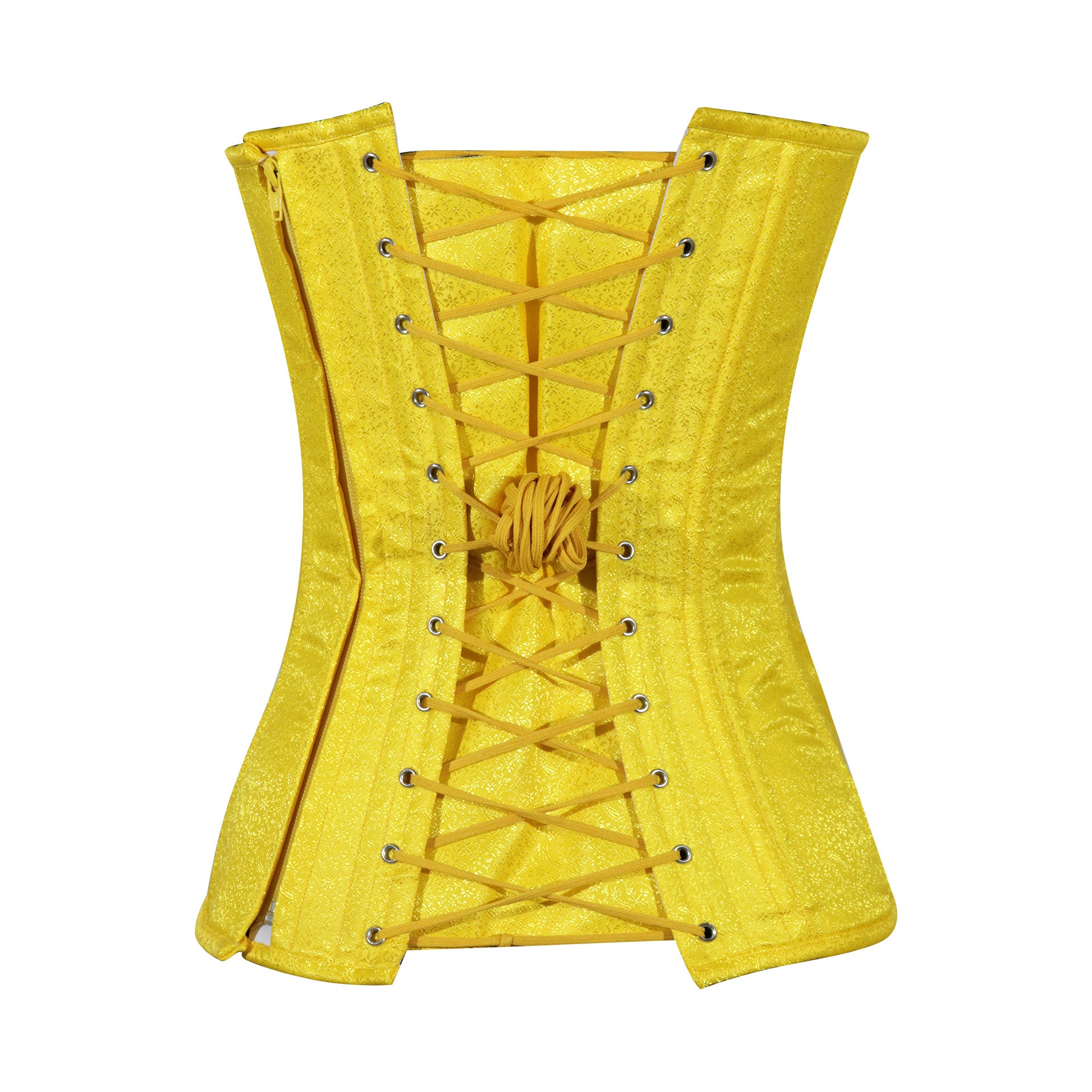 Heart Shape Brocade Overbust Corset with Spiral Steel Boning and Silver Zipper – Waist Shaping Corset