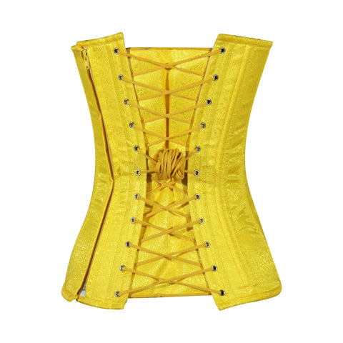 Heart Shape Brocade Overbust Corset with Spiral Steel Boning and Silver Zipper – Waist Shaping Corset