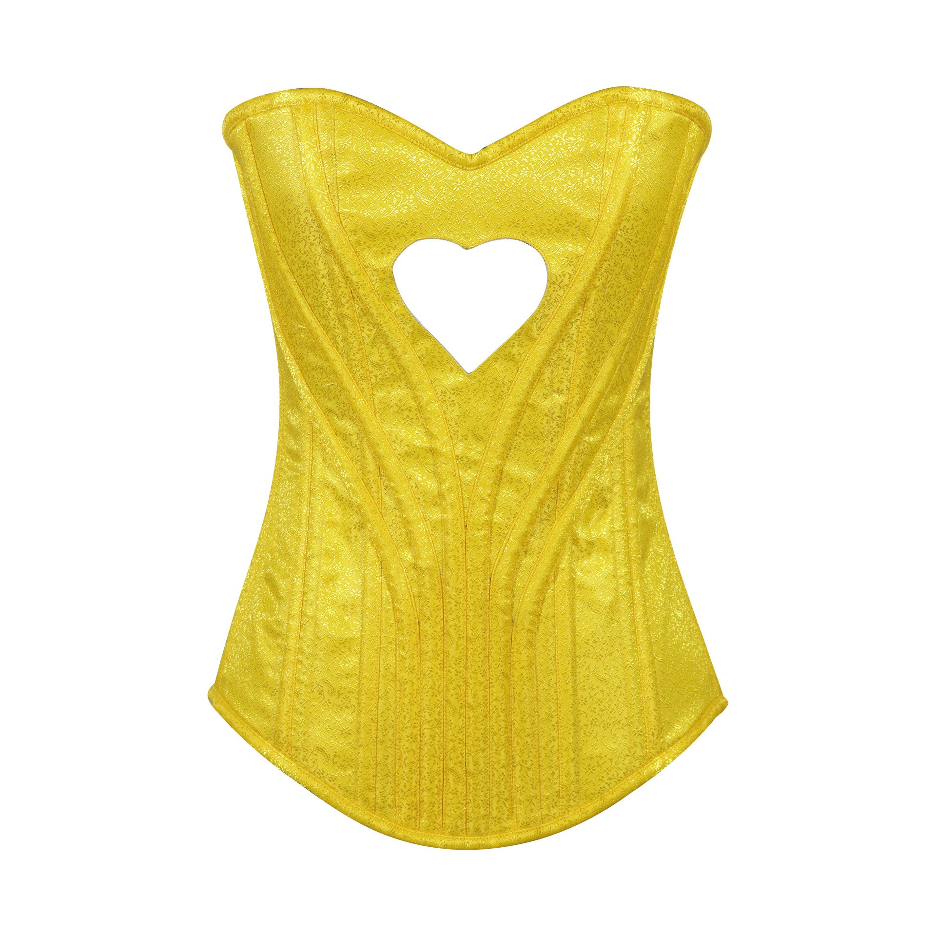 Heart Shape Brocade Overbust Corset with Spiral Steel Boning and Silver Zipper – Waist Shaping Corset