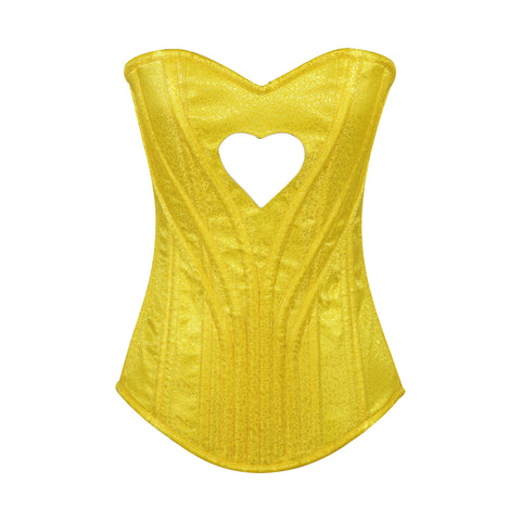 Heart Shape Brocade Overbust Corset with Spiral Steel Boning and Silver Zipper – Waist Shaping Corset
