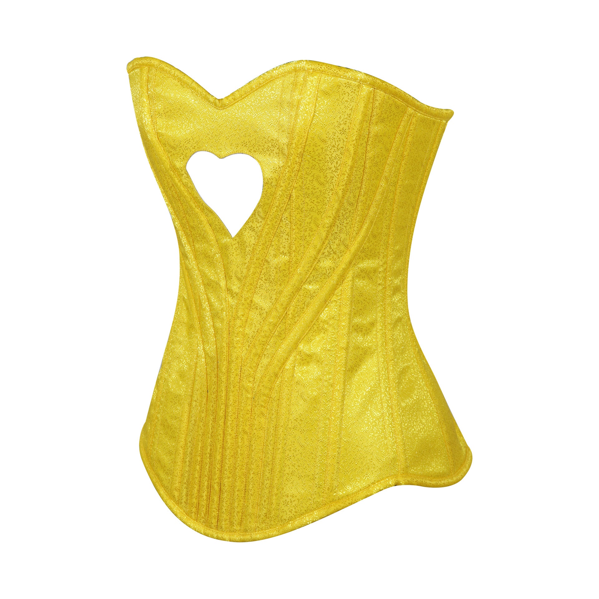 Heart Shape Brocade Overbust Corset with Spiral Steel Boning and Silver Zipper – Waist Shaping Corset