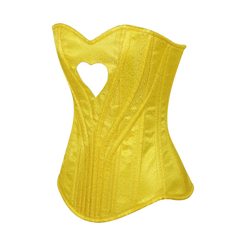 Heart Shape Brocade Overbust Corset with Spiral Steel Boning and Silver Zipper – Waist Shaping Corset