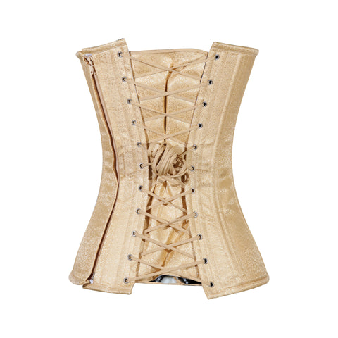 Heart Shape Brocade Overbust Corset with Spiral Steel Boning and Silver Zipper – Waist Shaping Corset