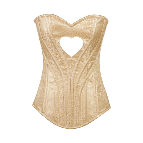 Heart Shape Brocade Overbust Corset with Spiral Steel Boning and Silver Zipper – Waist Shaping Corset