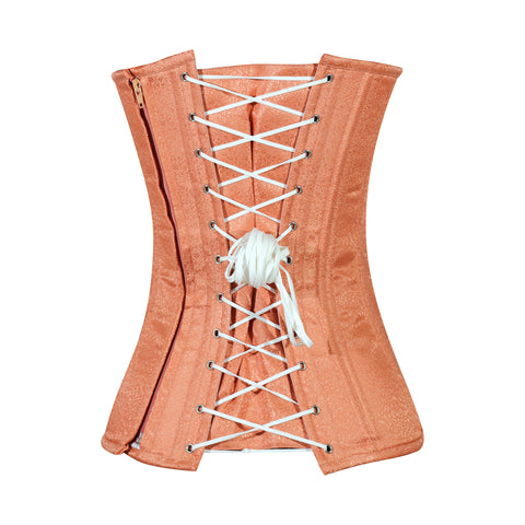 Heart Shape Brocade Overbust Corset with Spiral Steel Boning and Silver Zipper – Waist Shaping Corset