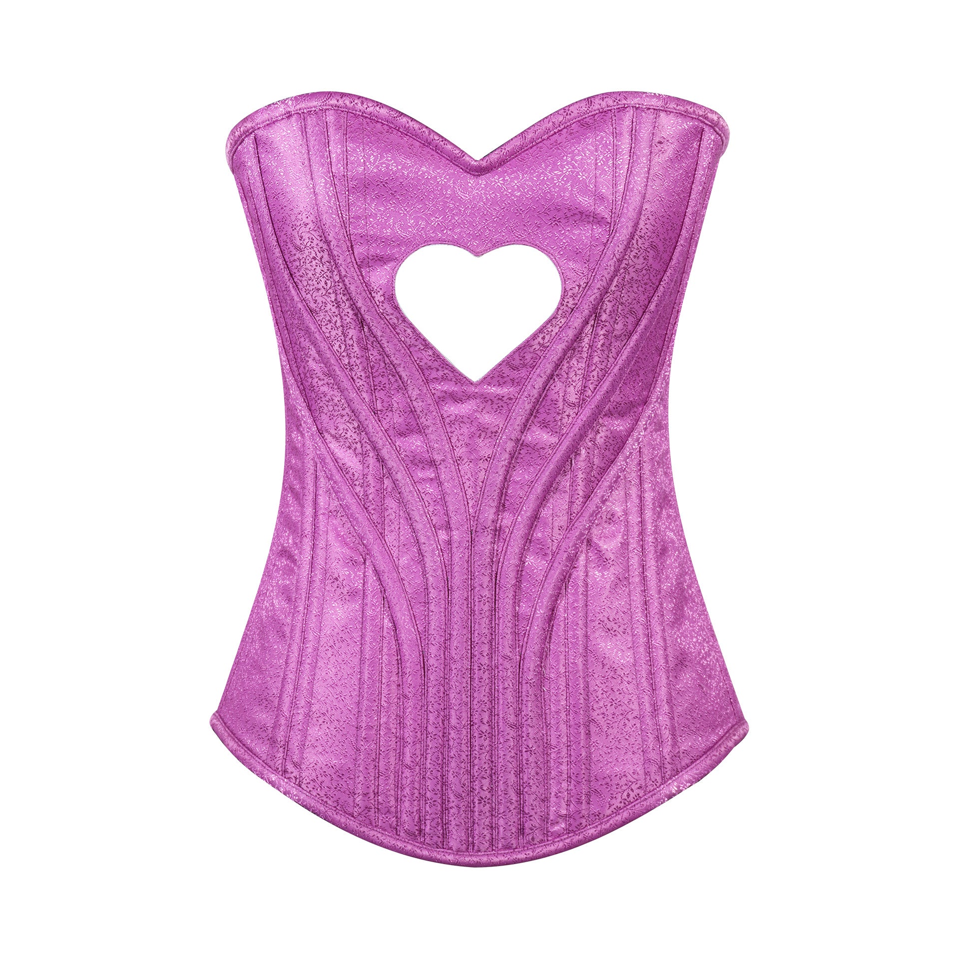 Heart Shape Brocade Overbust Corset with Spiral Steel Boning and Silver Zipper – Waist Shaping Corset