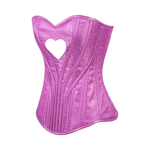 Heart Shape Brocade Overbust Corset with Spiral Steel Boning and Silver Zipper – Waist Shaping Corset