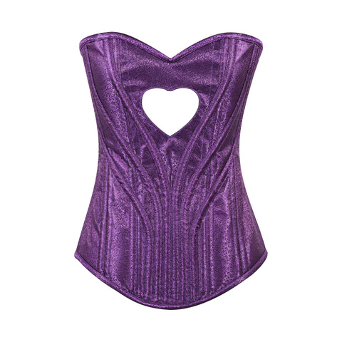 Heart Shape Brocade Overbust Corset with Spiral Steel Boning and Silver Zipper – Waist Shaping Corset