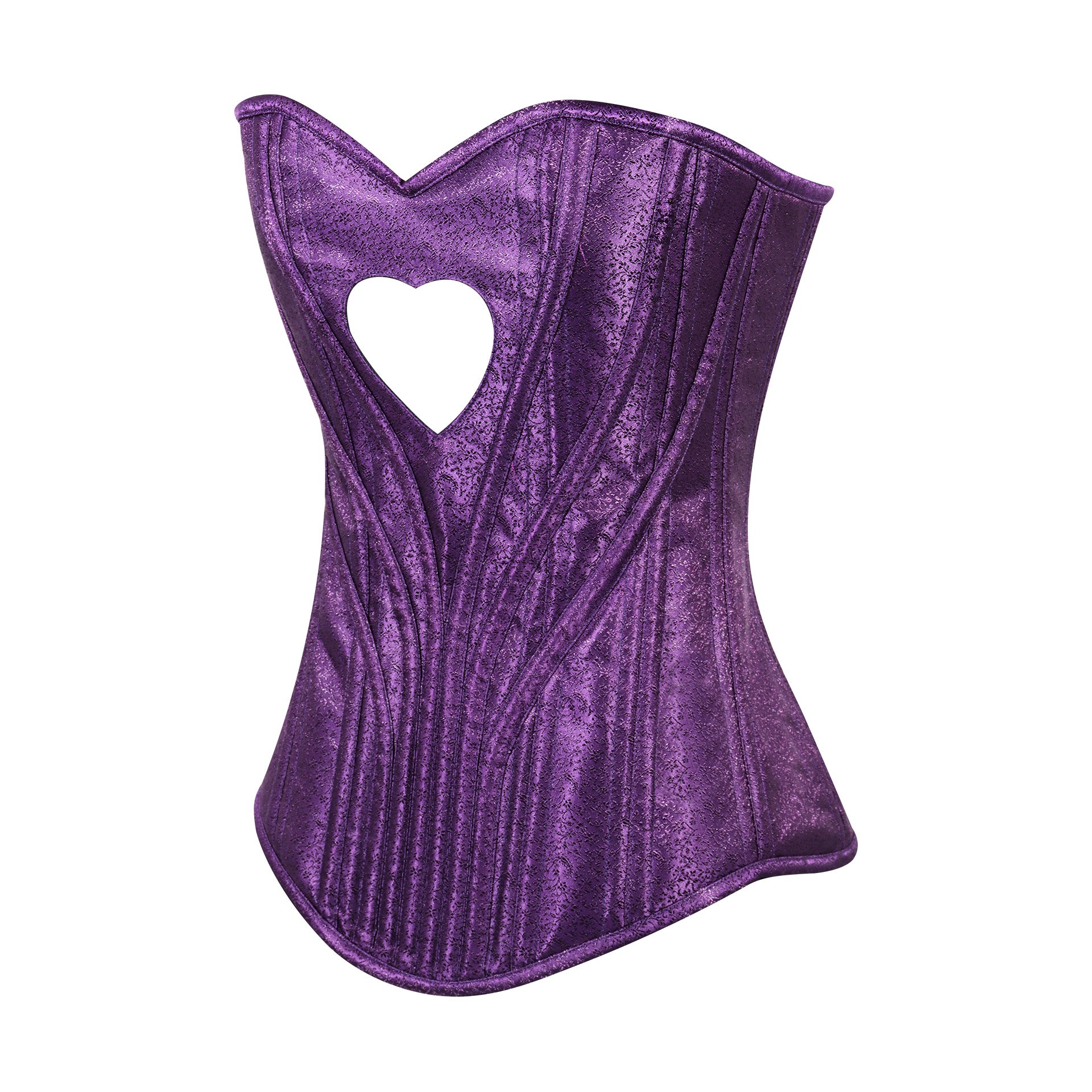 Heart Shape Brocade Overbust Corset with Spiral Steel Boning and Silver Zipper – Waist Shaping Corset