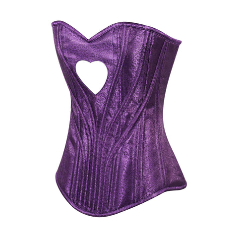 Heart Shape Brocade Overbust Corset with Spiral Steel Boning and Silver Zipper – Waist Shaping Corset