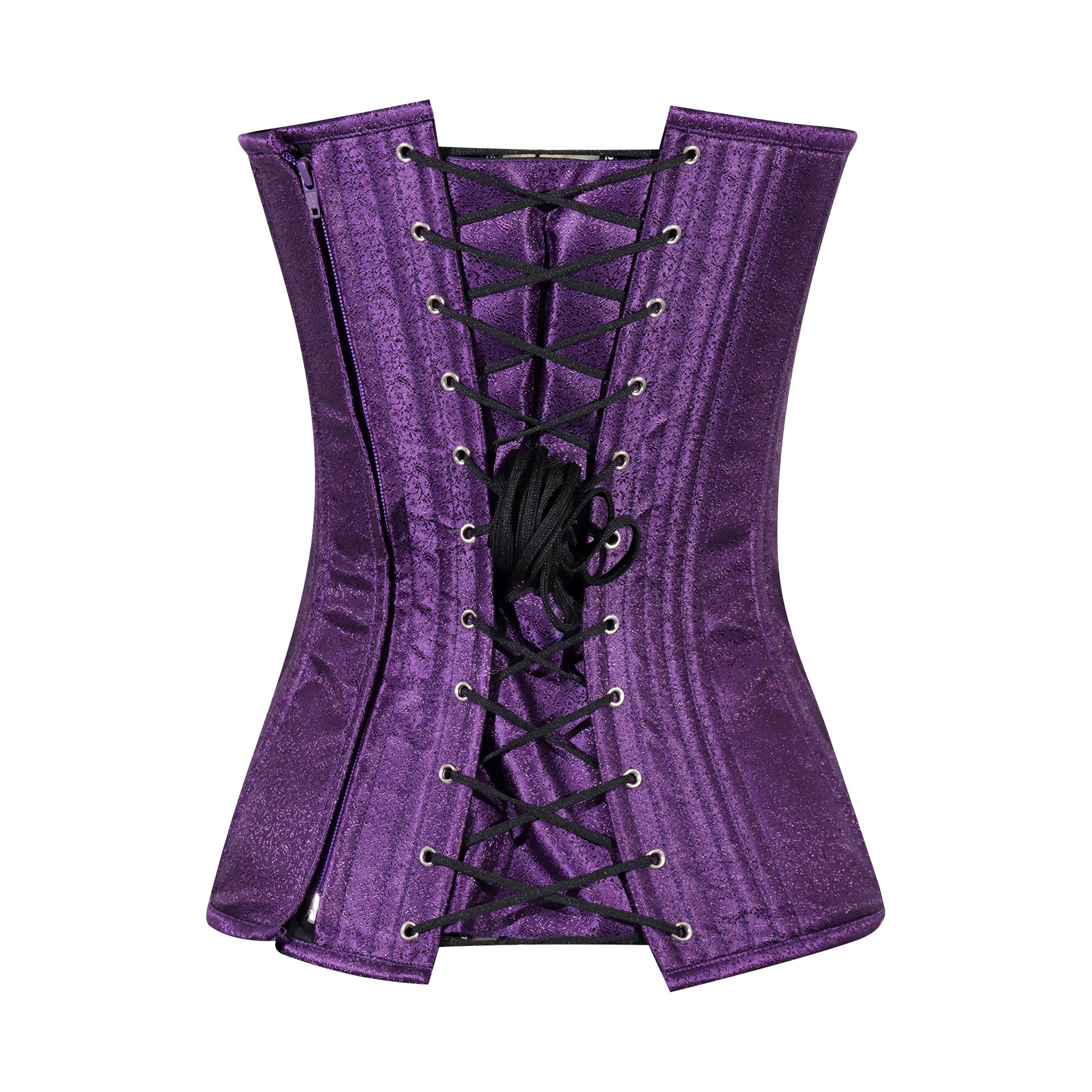 Heart Shape Brocade Overbust Corset with Spiral Steel Boning and Silver Zipper – Waist Shaping Corset