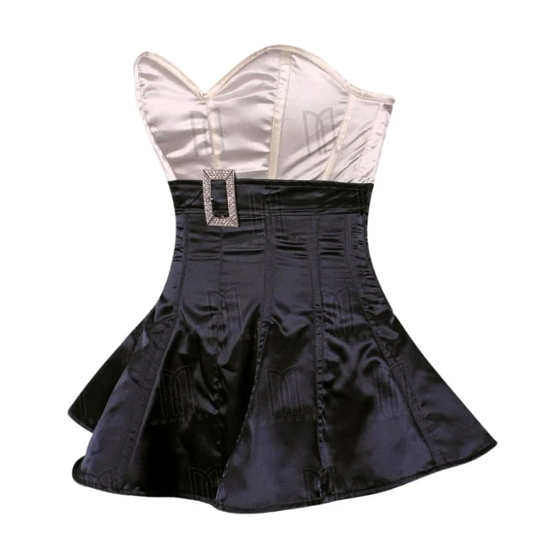 Glamorous Satin Overbust Corset Dress with Rhinestone Buckle Belt for a Stunning Silhouette image 0