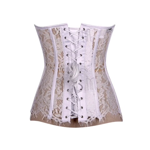 Exquisite and Sparkling Rhinestones Overbust Corset in Sheer Eyelash Lace for a Dazzling Silhouette image 3