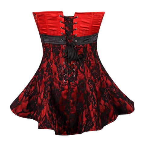 Overbust Corset Dress with Lace Overlay and Rhinestone Buckle Belt image 6