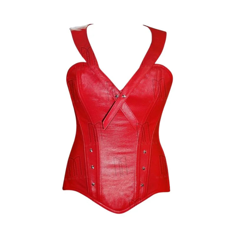 3 Layer Over bust Cape Corset in Soft Leather with Metal Star Studs image 1