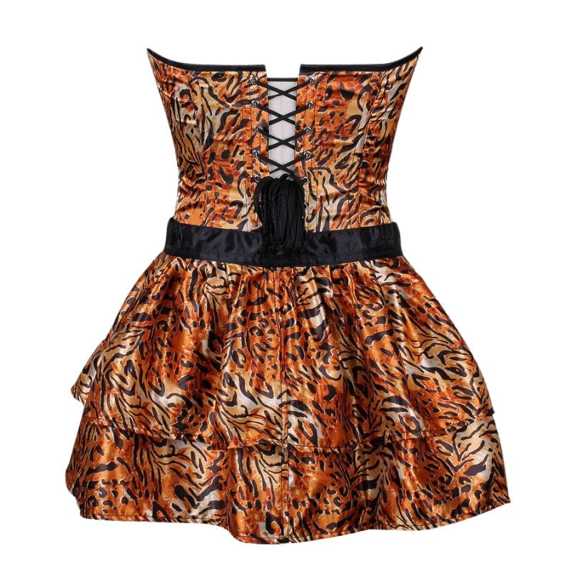 Fierce and Fun Tiger Print Overbust Corset with Detachable Skirt for a Wild Look image 1