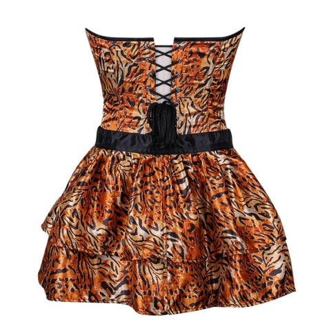 Fierce and Fun Tiger Print Overbust Corset with Detachable Skirt for a Wild Look image 1