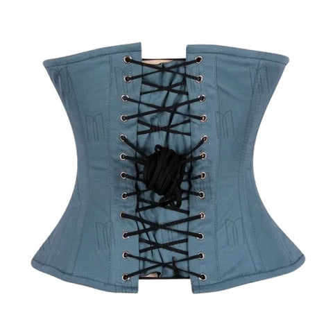 Elegant and Supportive: Curvy Cotton Underbust Corset in Teal for a Perfect Fit image 2