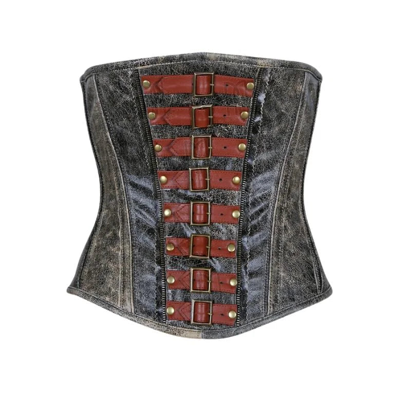 Genuine Leather Underbust Corset with Buckle Straps for a Bold Look image 4