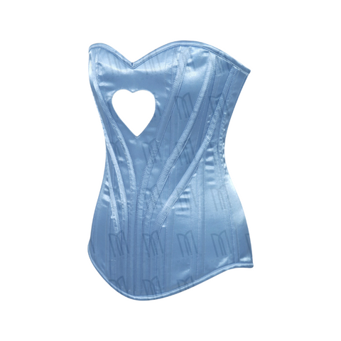 Elegant 3-Layer Satin Heart Shape Overbust Corset with Spiral Steel Boning and Silver Zipper image 0
