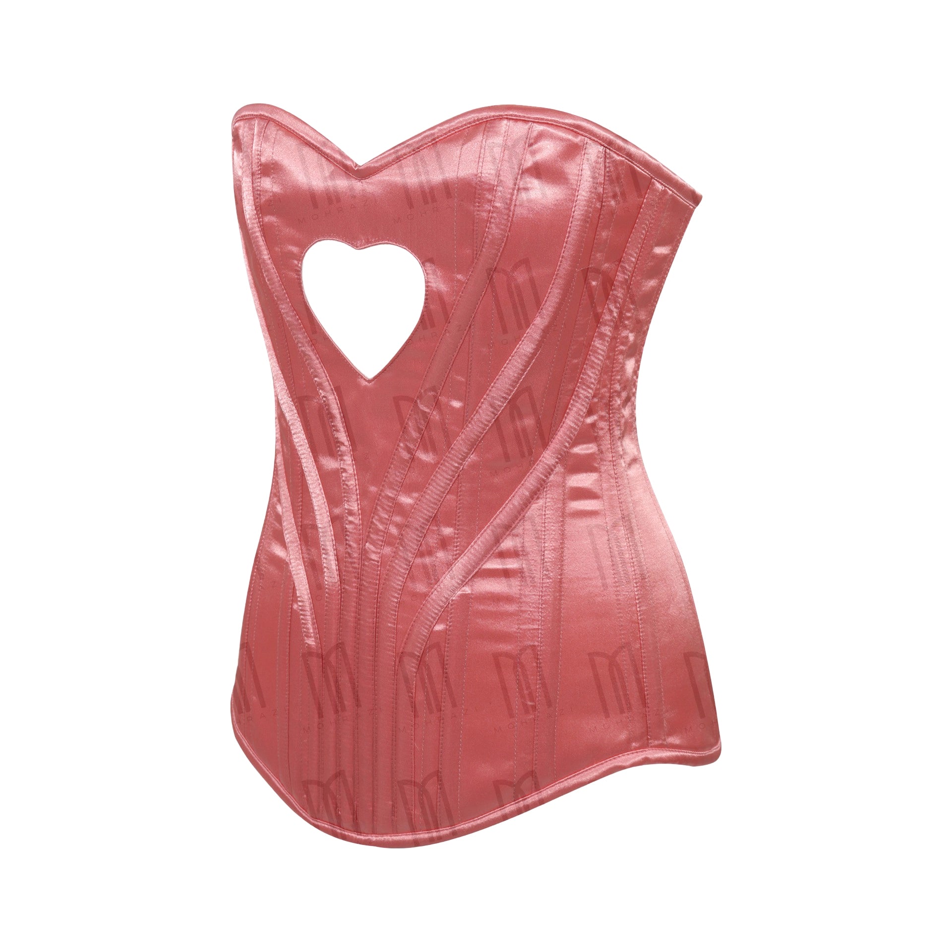 Elegant 3-Layer Satin Heart Shape Overbust Corset with Spiral Steel Boning and Silver Zipper image 7