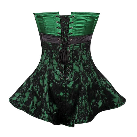 Overbust Corset Dress with Lace Overlay and Rhinestone Buckle Belt image 8