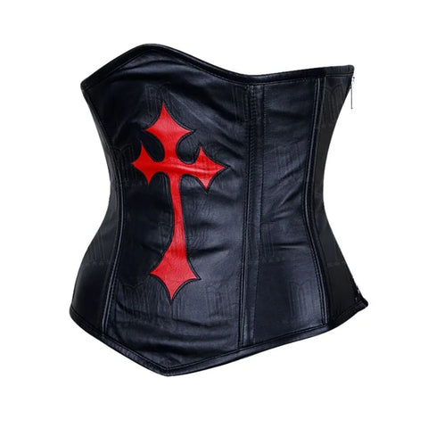 3 Layer Genuine Leather Under bust Corset with Cross Symbol image 1